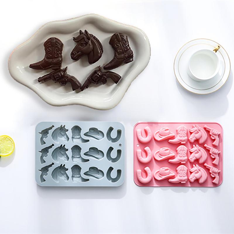 Cowboy Chocolate Molds,Cowboy Hat Boot Horse Saddle Shape Silicone Candy Molds Western Themed Party Baking Moulds