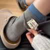 Women's Autumn and Winter Thick Point Yarn Followed By Color Cloth Logo Medium Tube Pile Cotton Socks