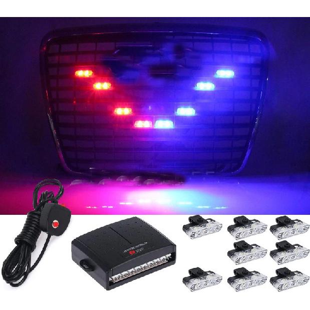 8/16 in 1 LED Suv Grille Strobe Light Automotive Strobe Warning LED Flashing Emergency Car External Light with wireless control