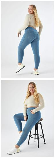 Women's High-Waist Cross-Waist Denim Skinny Jeans - Plus Size, Slimming Fit, Casual