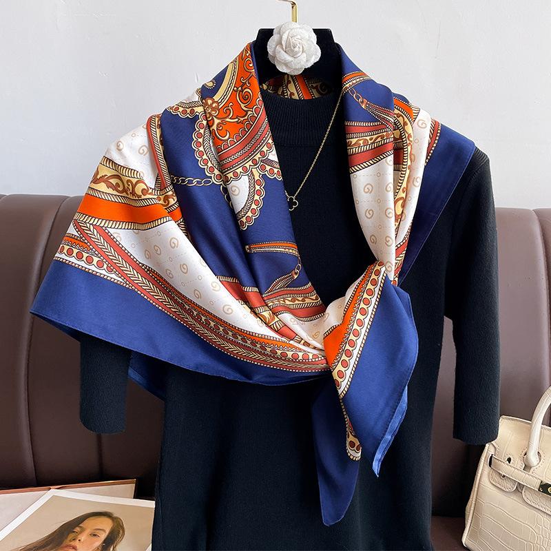 New printed fashion large yarn scarf scarf beach scarf 91 square scarf multi-functional silk scarf women's headscarf decorative scarf
