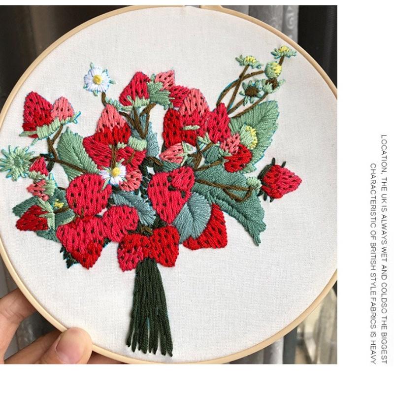 1 st 3D Blommig och Grön Växtmönster Broderi DIY Tyghantverkssats