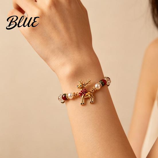 Rust-proof Bracelet Christmas Bracelets for Women Santa Claus Elk Snowman Tree Fine Workmanship Beaded Bracelet Holiday Jewelry Gifts Stocking
