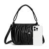 Fashionable Women's Shoulder Bag, Pleated Soft PU Leather Crossbody Bag, Solid Color Handbag, Suitable for Daily Casual Use