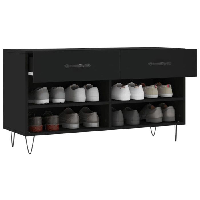 VidaXL Banc à Chaussures, Armoire à Chaussures avec 4 Étagères et Pieds, Meuble à Chaussures avec 2 Tiroirs Salon, Moderne, 829733