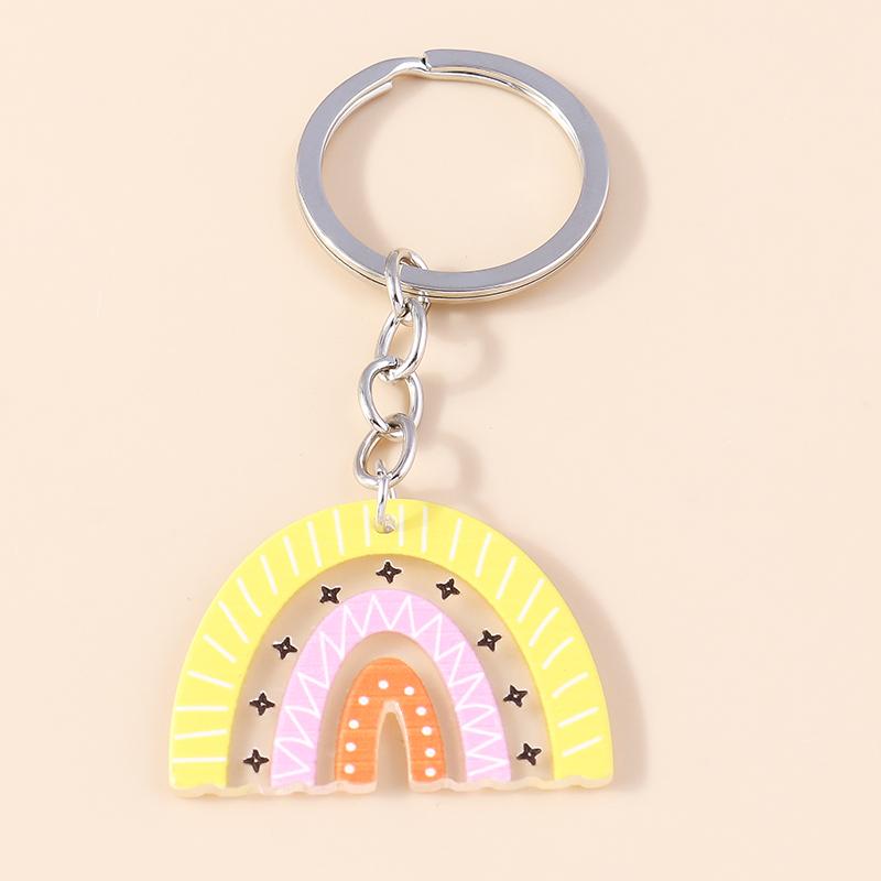 Colorful Rainbow Keychain Smile Cloud Key Rings Resin Key Chains for Women Girls Handbag Gift Jewelry Accessories