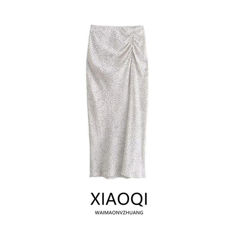 Fashion Style 2024 Spring New Women's Clothing High Waist Crimp Decorative Polka Dot Midi Dress 2662903 070