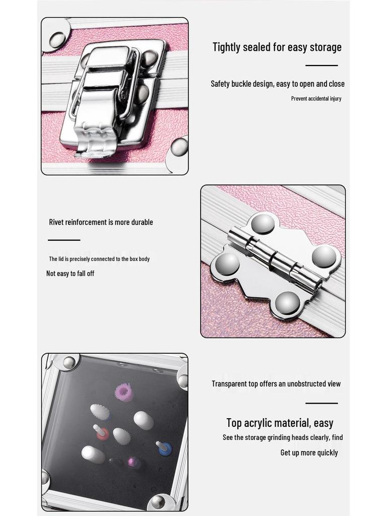 Multi-Hole Grinding Head Storage Box with Transparent Lids for Power Tool Accessories