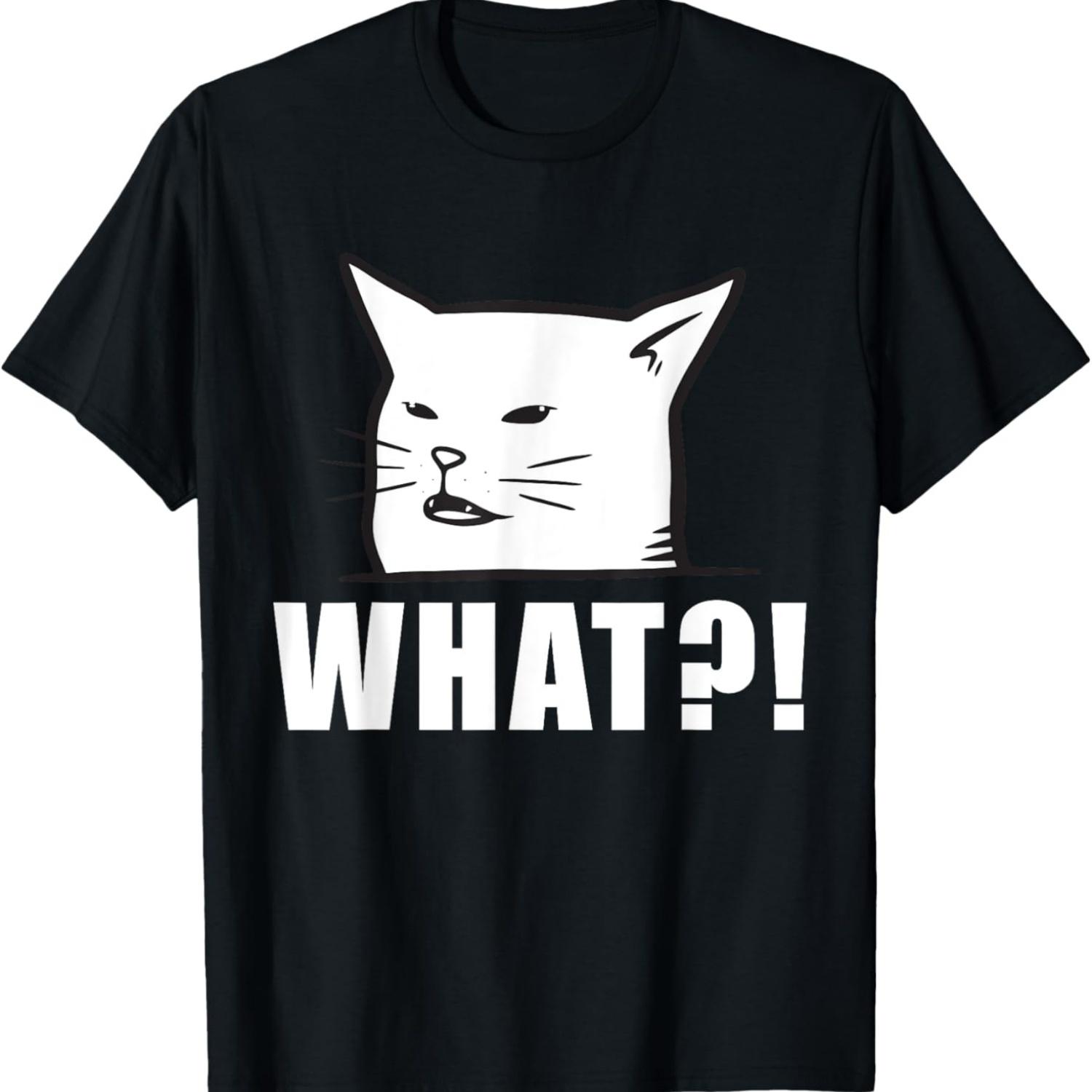 Angry Women Yelling at Confused Cat at Dinner Table Meme T-Shirt(1) S чёрный