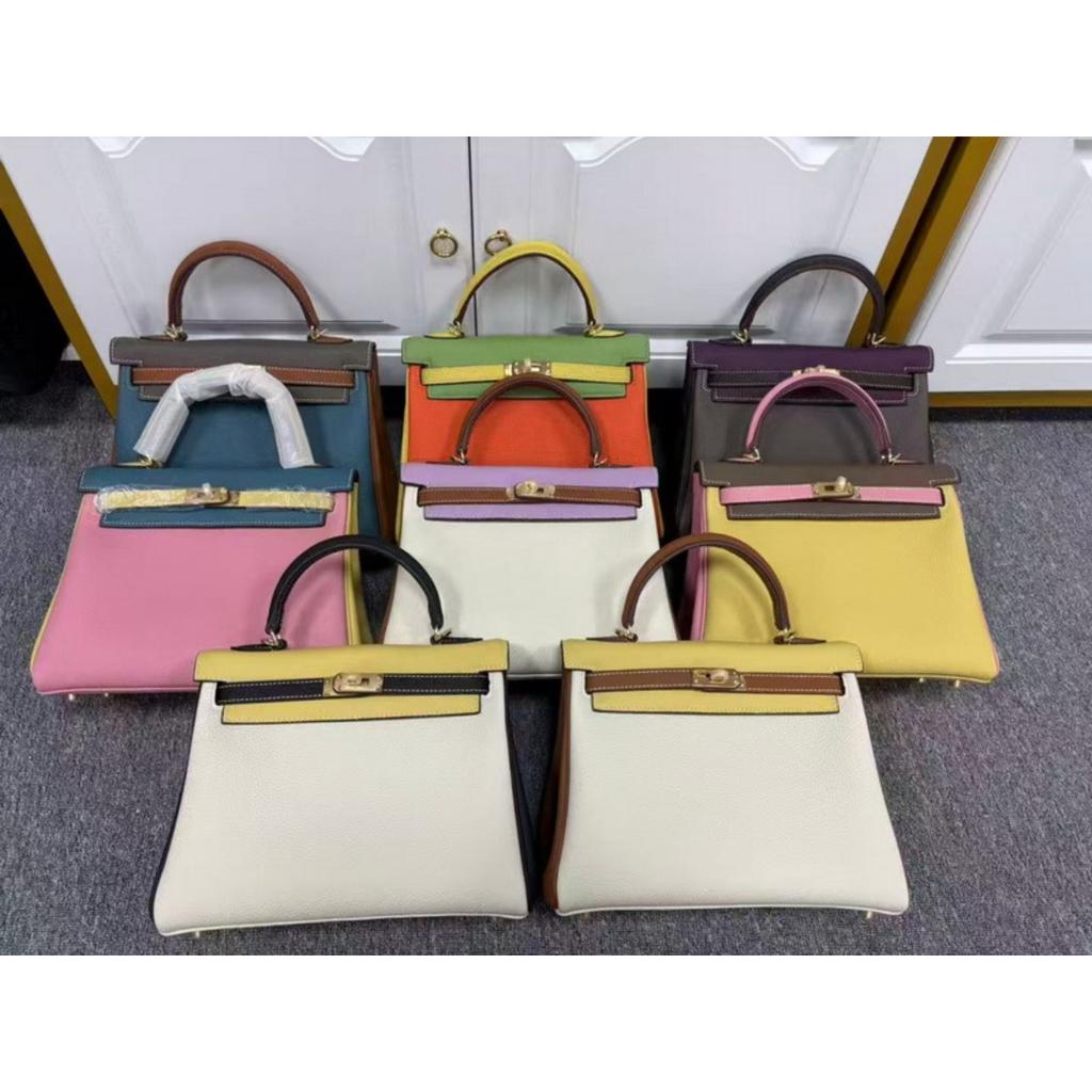 2026 neue Leder-Damenhandtasche 25CM dreifarbig zweite Generation Kelly-Tasche High-End-Gefühl tragbar vielseitig Schulter-Umhängetasche