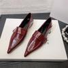 Women's Pointed Toe Leather Loafers with Minimalist Strap and Low Heel for A Chic