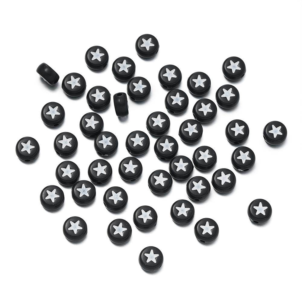 100pcs/Lot Colorful Acrylic Star Beads 7mm Flat Round Letter Spacer Bead for Bracelet Necklace Earrings Jewelry Making Supplies