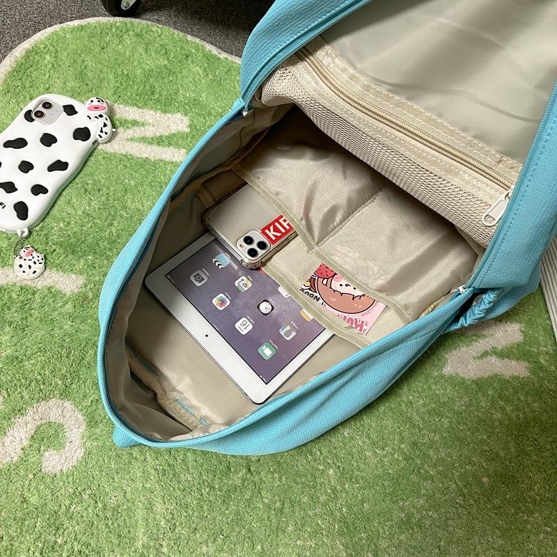 Japanese-Style Cute Solid Color Backpack for Girls and Women, Korean Version, Large Capacity for Middle and High School Students