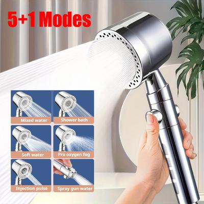 5 Spray Spa Shower Head ABS Portable High Pressure Large Flow Filtered Shower Heads with Stop Button Universal Bathroom Nozzle
