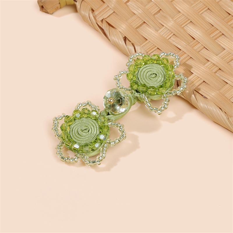 5pcs Glass Crystal Rose Handmade Frog Buttons, Luxury Decorative Buttons for Cheongsam Hanfu Formal Dress