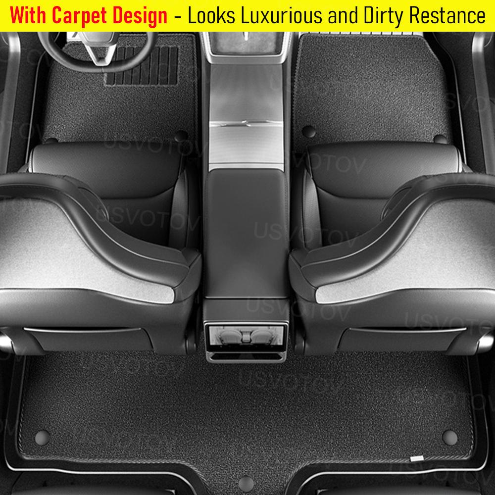 USVOTOV All-Weather Floor Mats Cargo Liner For 2026 Tesla Model YL Y L (6 Seats) Accessories Trunk Mats Back Seat Protector Pads