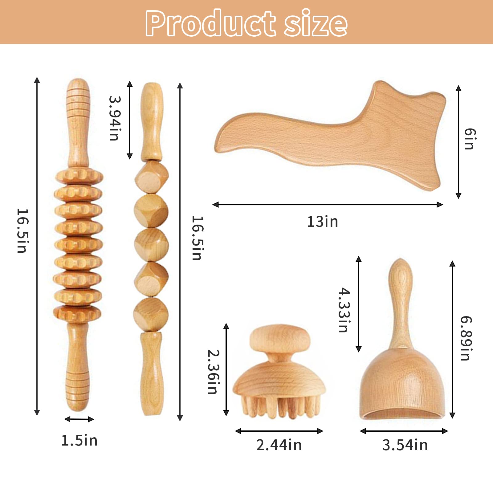 

Деревянный массажный роликовый набор Мадеротерапия Деревянный массажер для тела Антицеллюлитный лимфодренажный инструмент для релаксации Гуаша для шеи, ног, спины 1 set