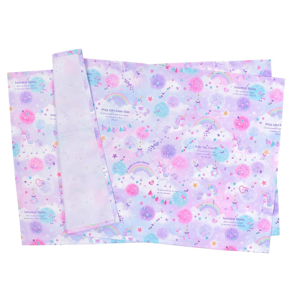 COLORFUL CANDY STYLE Placemat x name no ironing Set of Unicorn Fantasy For (40cm 60cm) Includes sticker. Water-repellent, required. 2. design.