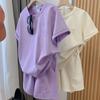 Summer Short Sleeve Shorts Set Women's Casual Sports Outfit Comfortable Loose Running Street Style Trendy Two-Piece Ensemble