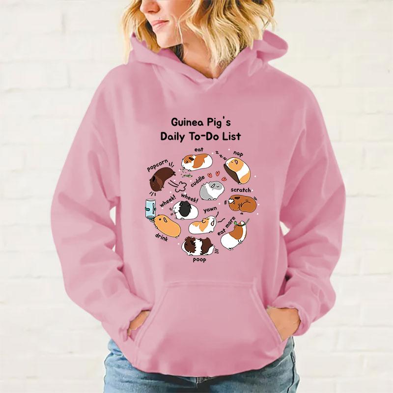 Funny Guinea Pig Daily To Do List Print Hoodie Fashion Women Men Casual Pullover Hoodies Ladies Sweatshirt