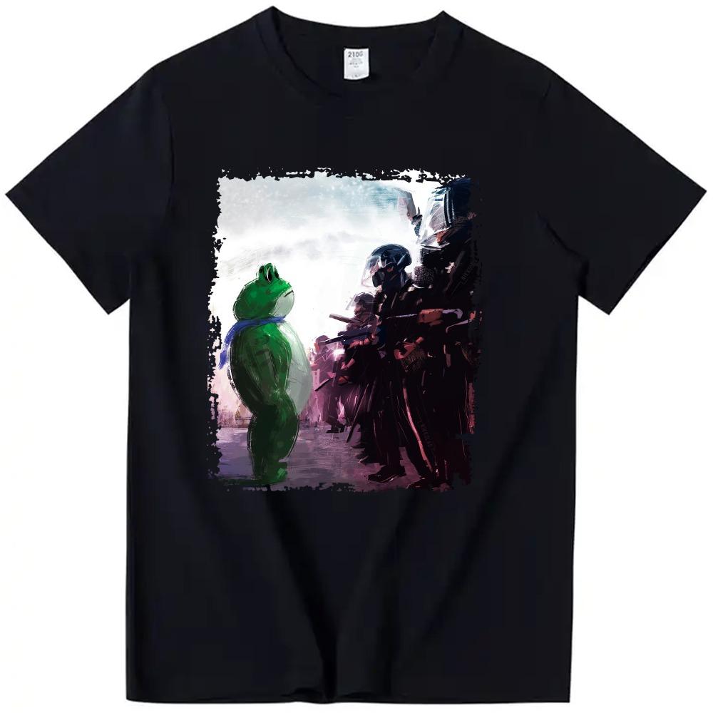 

Portland Frog Shirt Funny Portland Frog Merch T-Shirt Casual Graphic Print Crew Neck Short Sleeve Tees for Men Women XXL чёрный