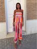 2024 Zweifarbiger Patchwork Camisole Top und Lange Hose Set: Europäischer und amerikanischer Stil