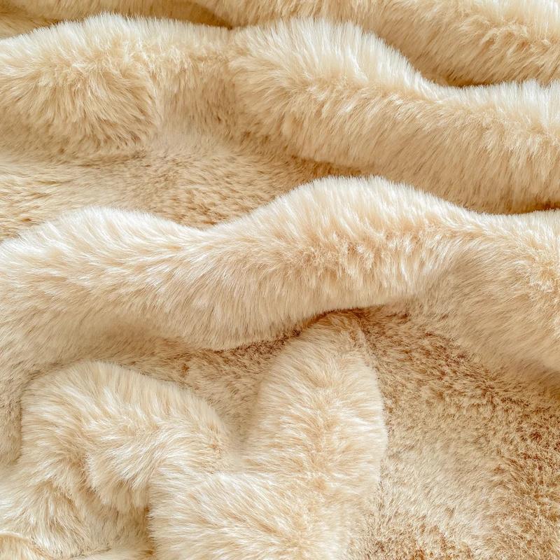 Flauschiges Plüsch Spannbettlaken für Winter Einfarbig Kaninchenfleece Bettlaken mit Gummizug Winter Warm Verdicken Matratzenschoner