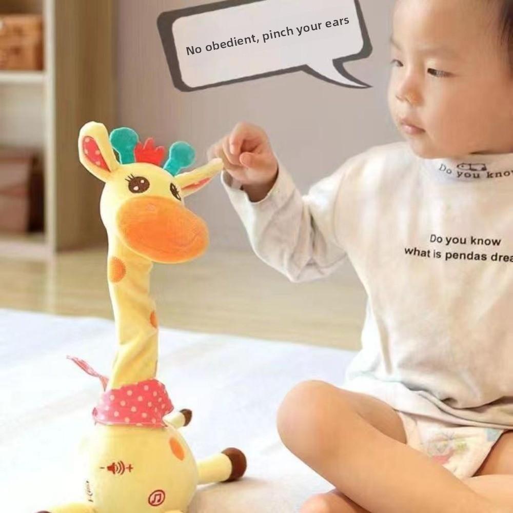 Adjustable Volume Stuffed Animal Toy Repeating What You Say Swaying Dancing Giraffe  Children