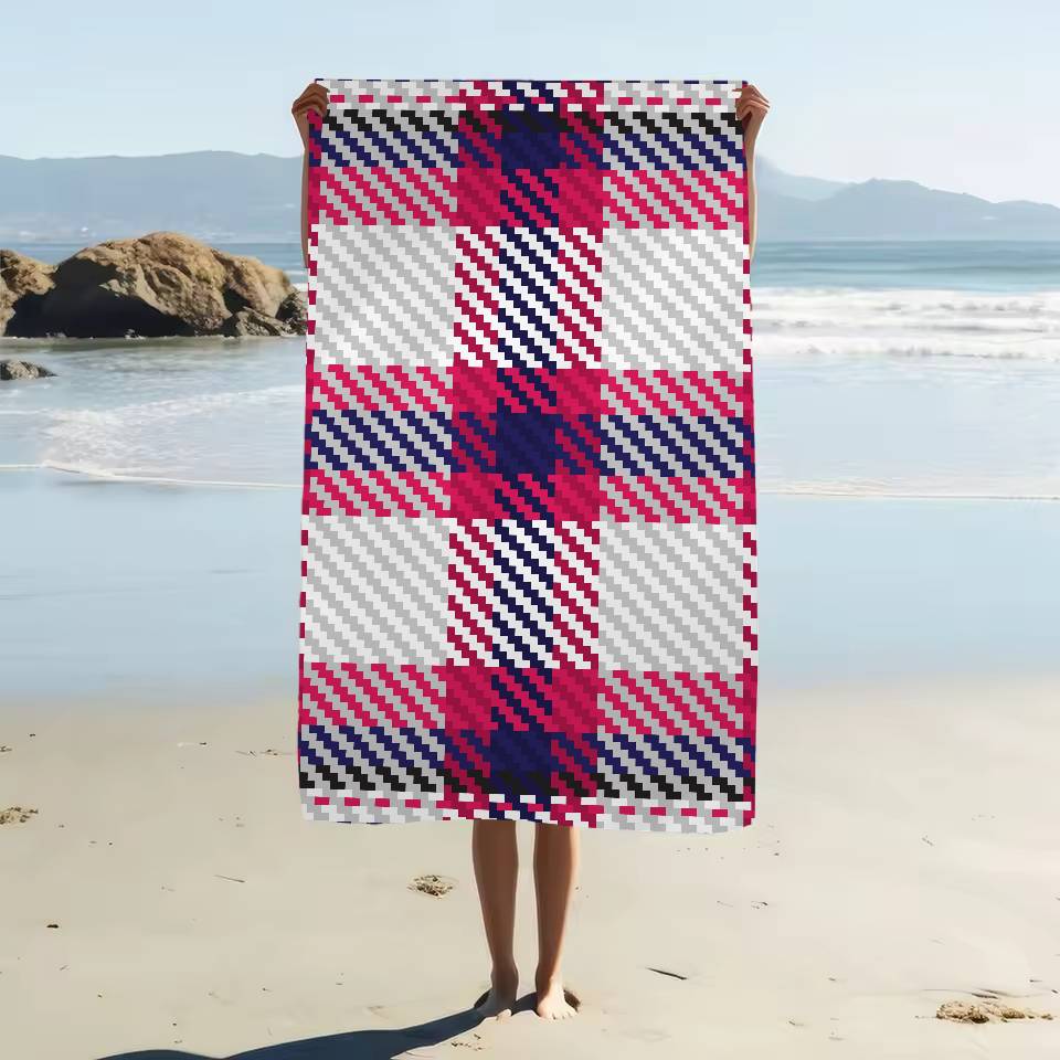 

Scottish Tartan Print Beach Towel Colorful Bath Towels For Girl Microfiber Quick Dry Sand Free Beach Yoga Spa Gym Pool W30*H60(CM)