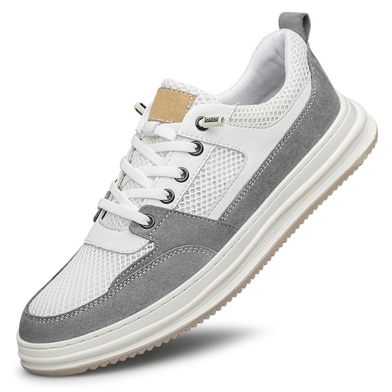 

Мода Лето Новые Дышащие Сетчатые Удобные Мужские Туфли Кожаные Кроссовки Мужские Дизайнерские Модные Британский Стиль Повседневные Кожаные Туфли Ходьба 44 серый