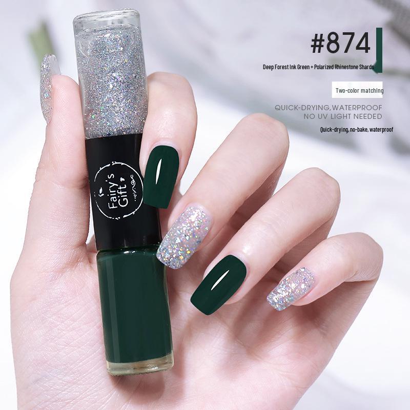 Dual-Color No-Bake Quick-Dry Waterproof Nail Polish - Long-Lasting & Non-Peeling for Autumn/Winter