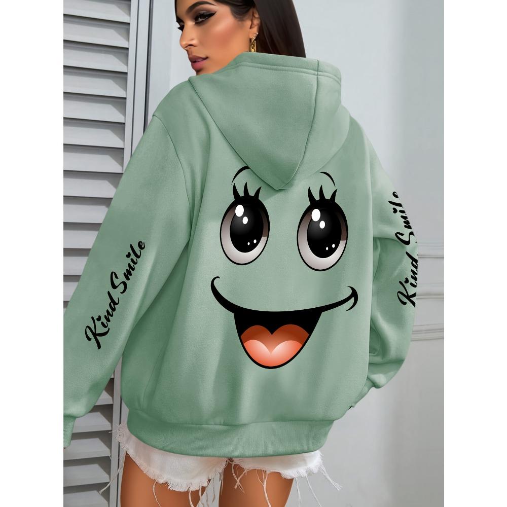 

Худи большого размера с принтом смайлика для женщин 2XL