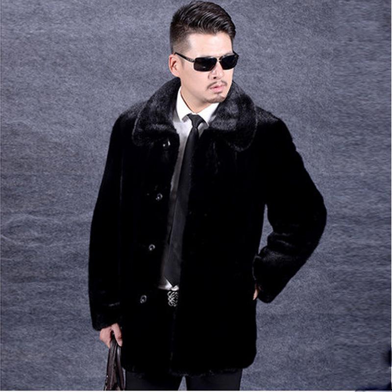 Autumn and Winter New Fur Imitation Mink Fur Coat Whole Mink Coat Men's Lapel Mink Medium and Long Specials