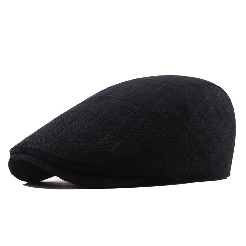 2020 cotton linen beret for men, vintage duckbill cap, artsy young adult forward cap, middle-aged and elderly hat