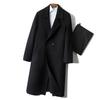Men's Mid-Length Double-Faced Wool Cashmere Overcoat with Suit Collar