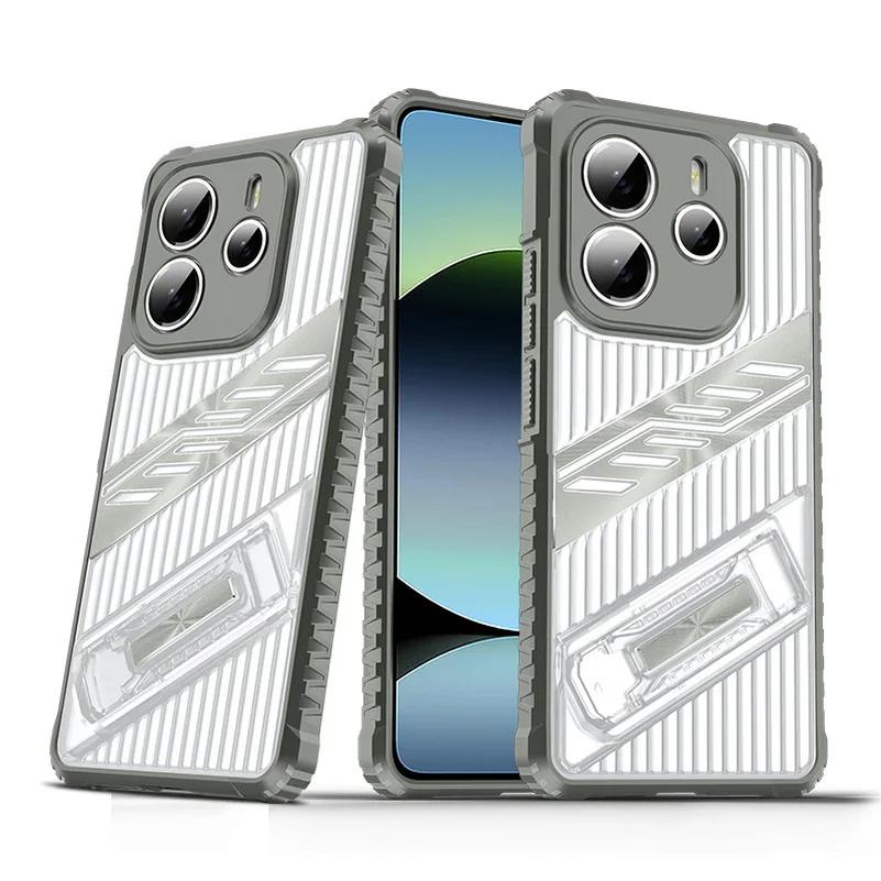 Invisible Bracket Four Corner Airbags Protect Case For Xiaomi Redmi Note 14 4G Note14 Pro + 13 Pro Redmi 14c 13C A3 Armor Cover
