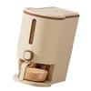 Press Rice Dispenser with Transparent Window Sealed Grain Storage Container for Kitchen 5KG Capacity Brown