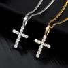 Unisex Kupfer Zirkonia Kreuz Anhänger Hip Hop Halskette