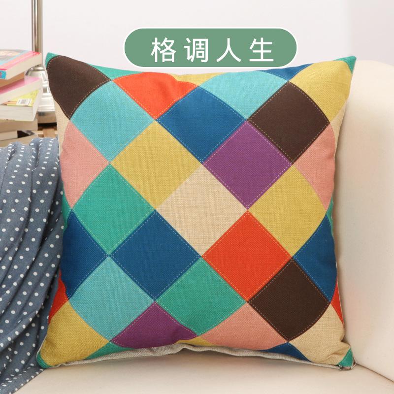 

Geometric Floral Cushion Flowers Yellow Geometry Decorative Pillows Linen Pillowcas Home Decoration for Sofa Countryside 18x18Inch