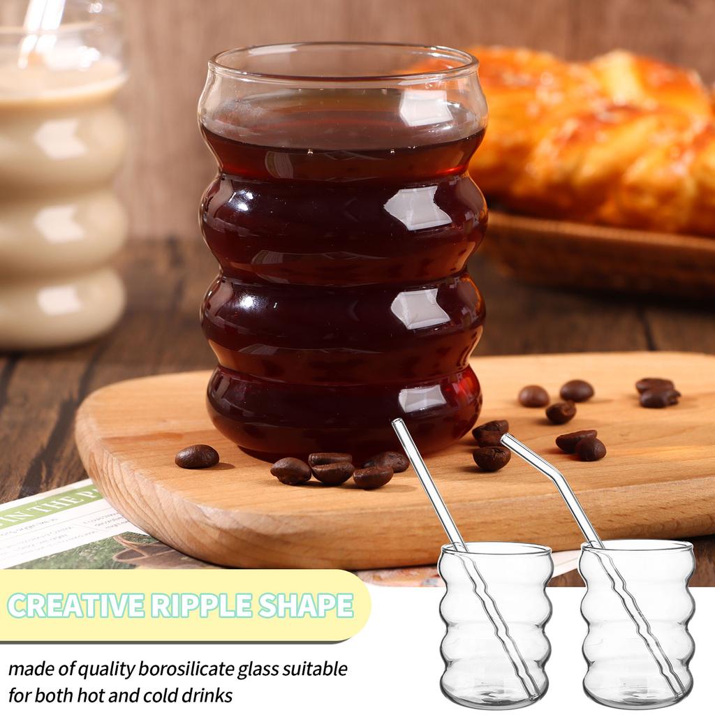 4er-Pack Kreative Bier-S-Tassen Geformt Vintage Klar Trink-S Mit Strohhalmen Set Niedliche Trink-S Kaffee-Glas