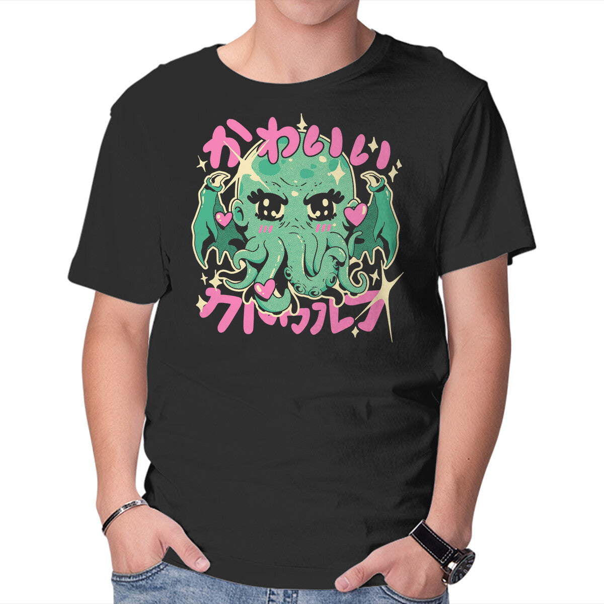 Unisex Crew Neck T-Shirt Cutethulhu Loves Graphic Short Sleeve Casual Tee L