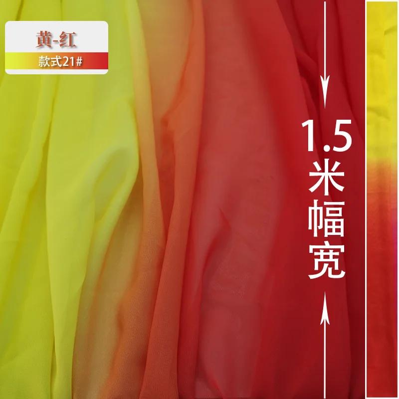 100D Gradient Chiffon Fabric By The Meter Per for Dress Skirt Clothing Sewing Drape Textile Summer Plain Cloth Black White Blue
