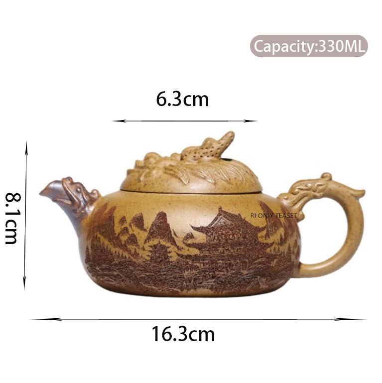 330ml Chinese Yixing Purple Clay Teapot Large Capacity Handmade Dragon Shape Zisha Tea Pot Beauty Tea Infuser Kettle Tea Set