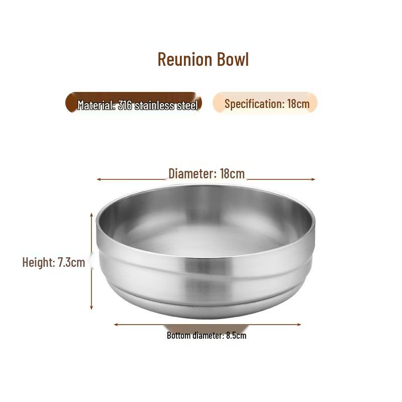 SPSR Minimalist 316 Stainless Steel Korean Soup Bowl Set, 18CM, 5-Piece