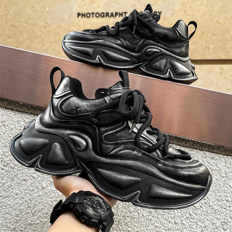 Spring Thick Soled Shock-absorbing Men's Shoes Gray Fashionable Wear-resistant Men's Shoes Fashionable Dad Men's Shoes Sports Shoes