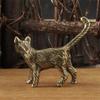 62KD Antiqued Brass Cats Miniature Figurine Home Office Desk Accessories Art Piece