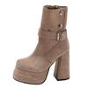 Niche Retro Style Thick Heel Thin Short Boots Women's New Autumn Versatile Height Increase Small High Heel Medium Boots