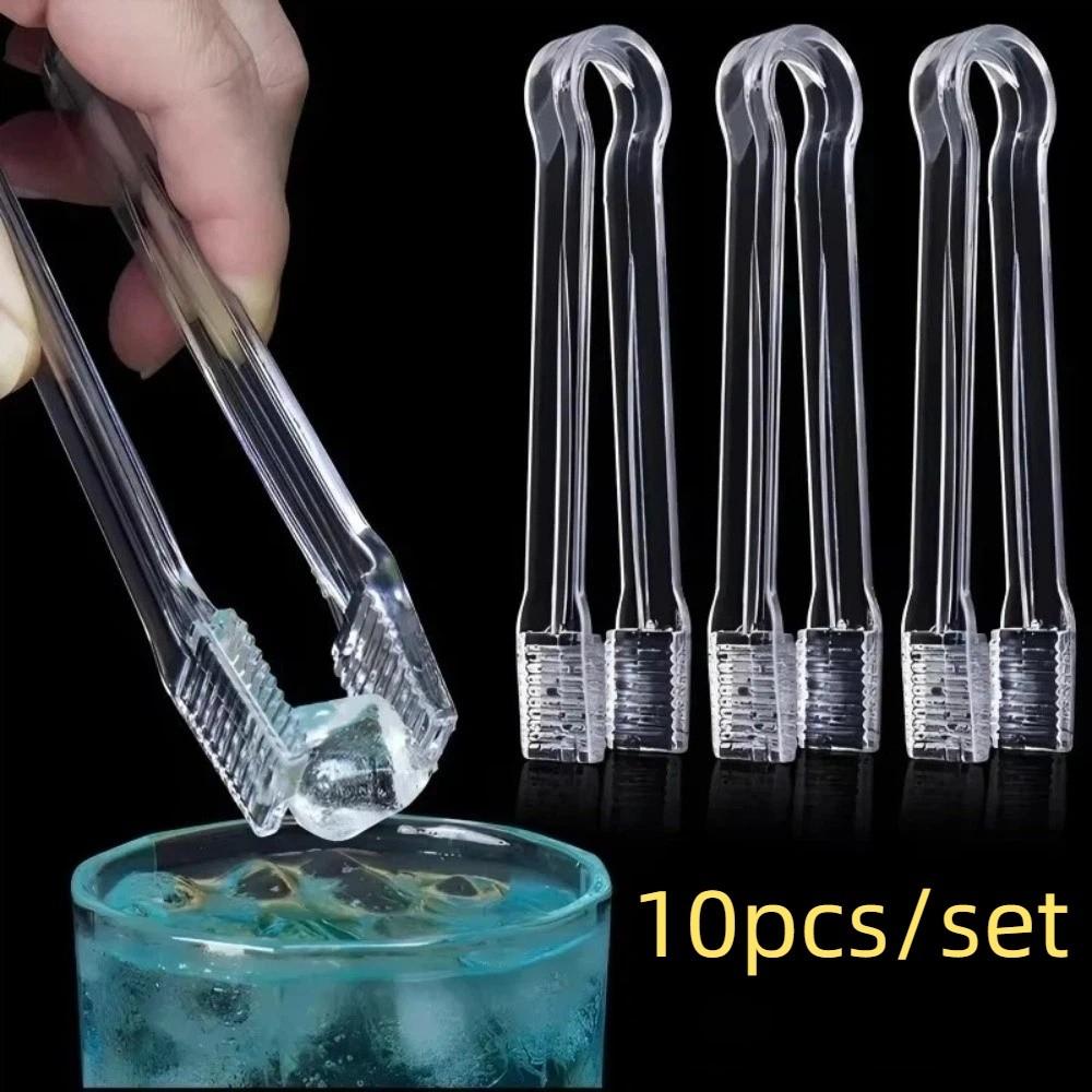 10pcs Non Slip Food Clip Transparent Ice Cubes Clip Barware Serving Tongs  Bar Kitchen