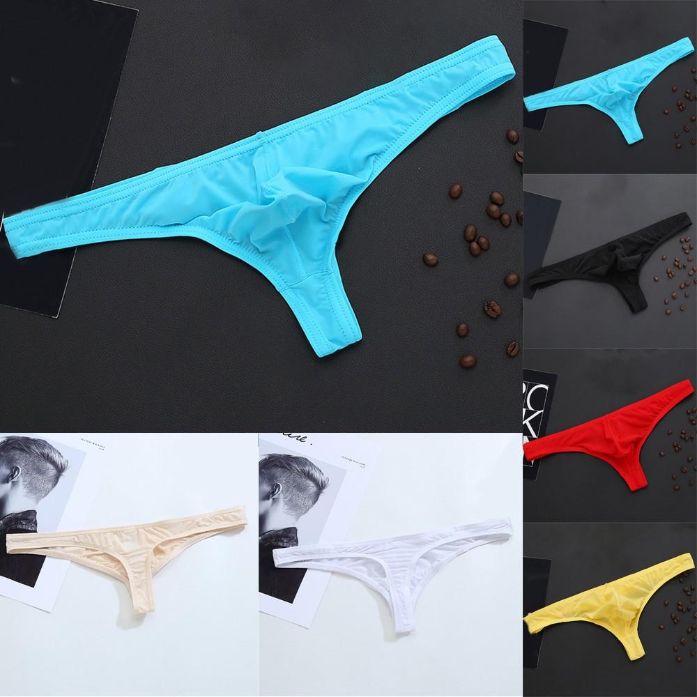 Men Sheer Thong Underwear Low Rise Stretch Bikini G-String T-Back Sexy Briefs