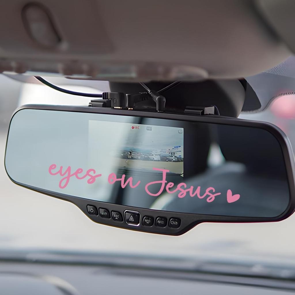 3PCS Car Rearview Mirror Sticker, Eyes On Jesus Waterproof Vehicle Rear View Mirror Decals, Cute Automotive Interior Decoration Accessories,